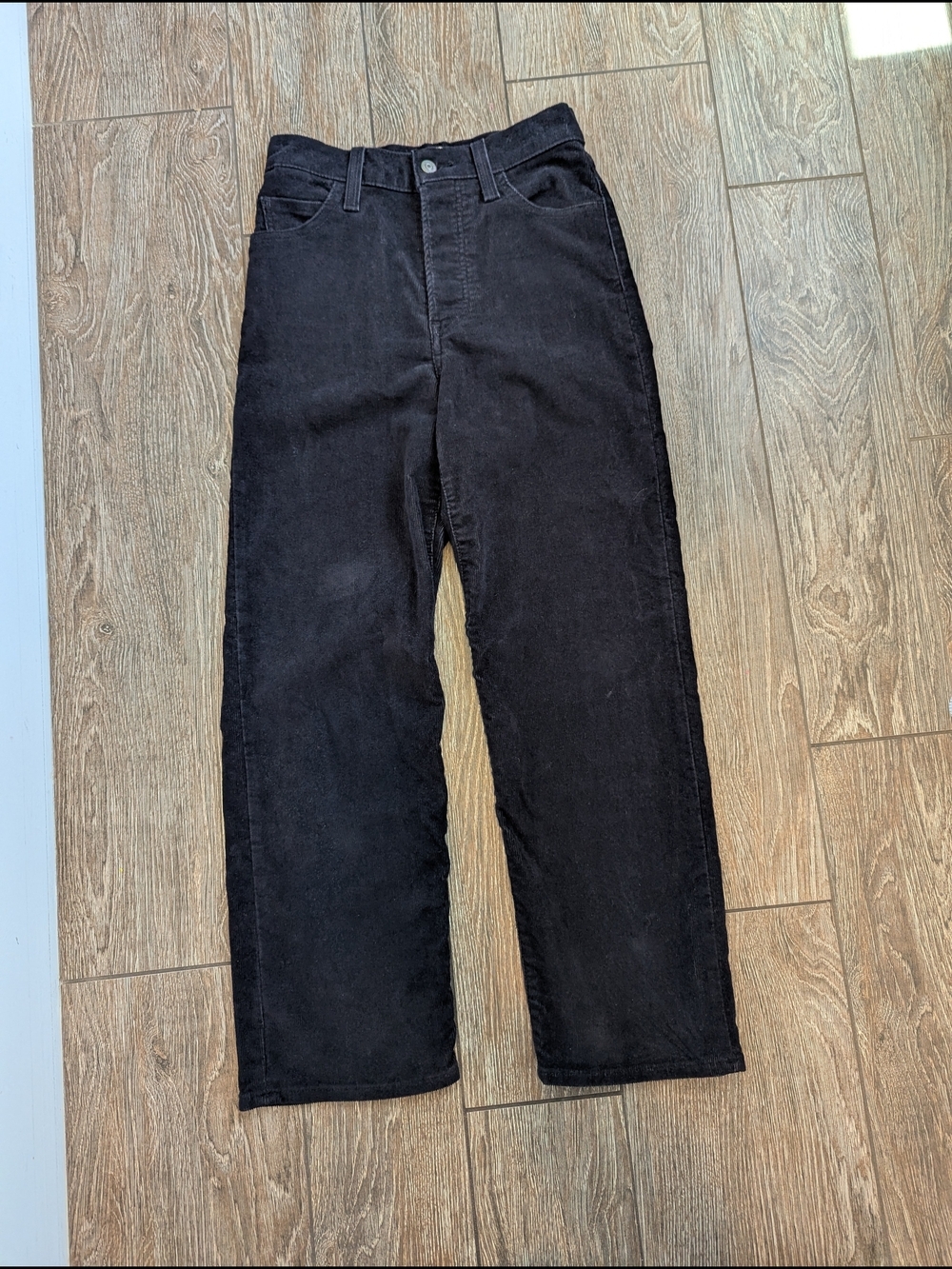 Levi's Ribcage Straight Ankle Jean Black Corduroy Pant Button Fly Size 26 X 27 - Picture 3 of 12